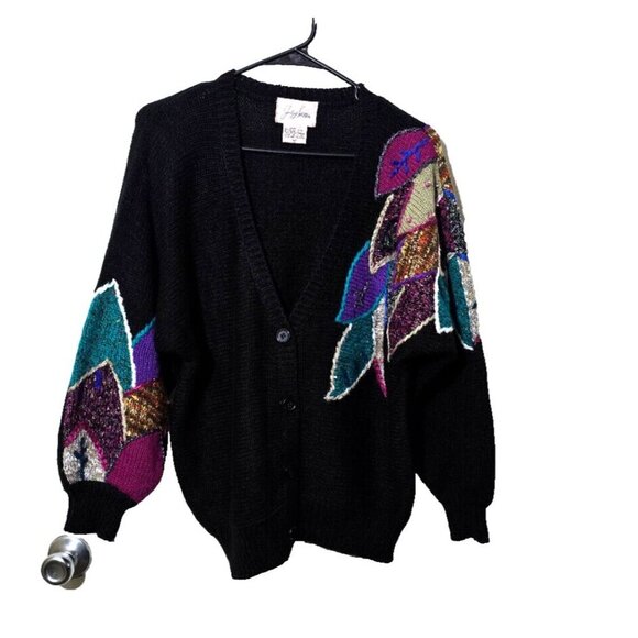 Vtg Jacklyn Smith Cardigan Medium Artsy Beaded Goblincore Boho Abstract Eclectic - Picture 1 of 12